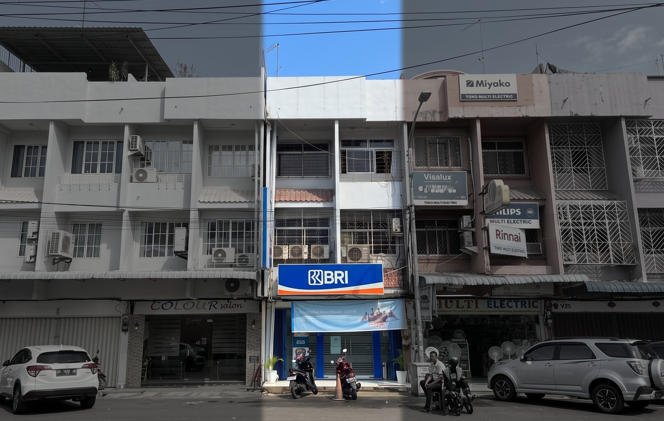 Tampak depan ruko Bumi Indah Blok V No. 27, unit di tengah